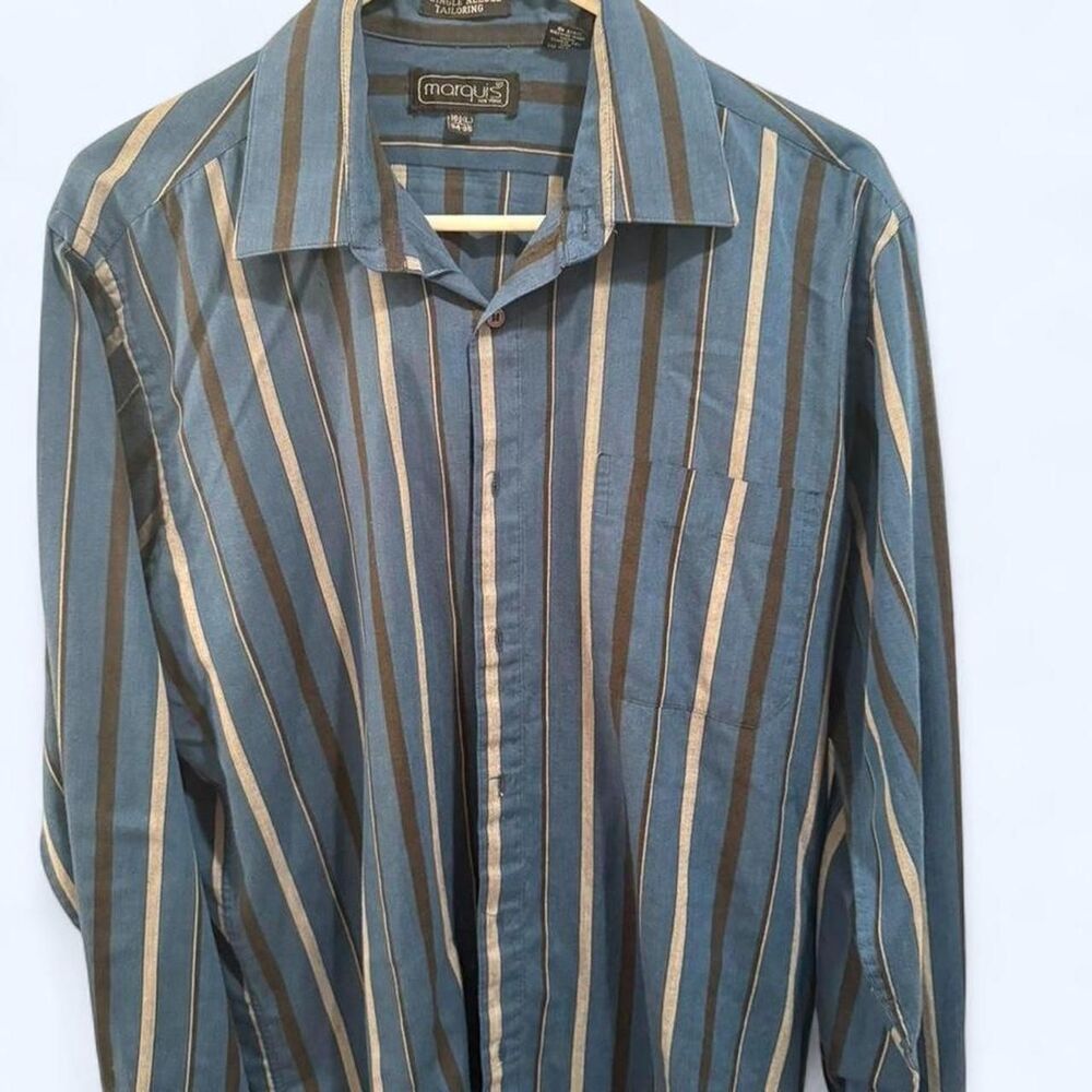 Marquis blue striped button up shirt #striped #menswear marquis